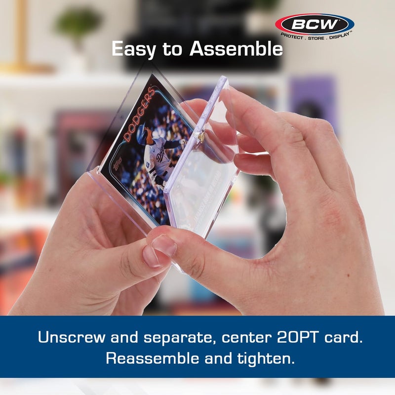 BCW 1 Screw Card Holder - 20 PT | Standard Trading Card Protector | Clear Polystyrene Screwdown Case | 2-Piece Design with Brass Screw | 10 Count - Image 5