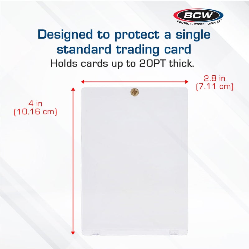 BCW 1 Screw Card Holder - 20 PT | Standard Trading Card Protector | Clear Polystyrene Screwdown Case | 2-Piece Design with Brass Screw | 10 Count - Image 3