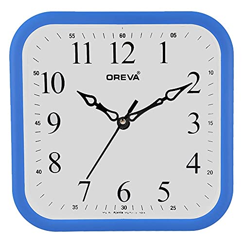 OREVA Plastic Square Shape Simple Small Wall Clock (19.8 x 4.1 x 19.8 cm, B Blue, AQ-6677) - Image 1