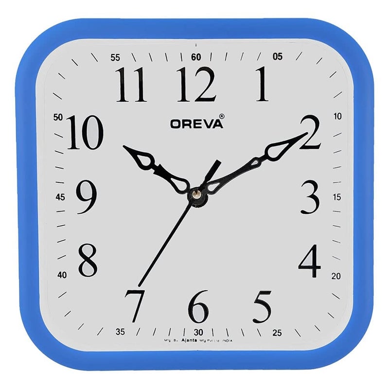 OREVA Plastic Square Shape Simple Small Wall Clock (19.8 x 4.1 x 19.8 cm, B Blue, AQ-6677) - Image 4