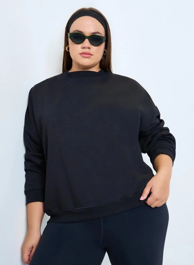 Styli Plus Size Regular Fit Cotton Blend Sweatshirt
