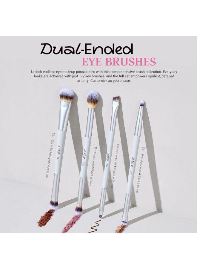 Jessup Makeup Brushes Set 7pcs with Bag Dual Ended Makeup Brush Premium Synthetic Foundation Contour Blush Highlight Blending Eyebrow Eyeshadow Shader Concealer Brush, Quiet Gray T520 - Image 4