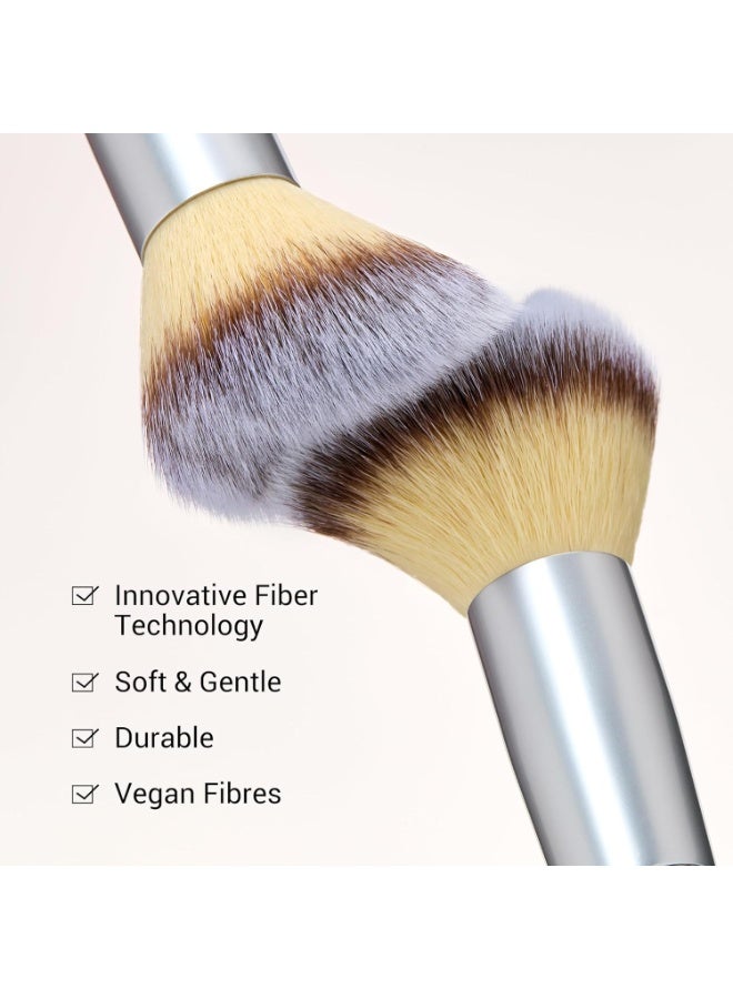 Jessup Makeup Brushes Set 7pcs with Bag Dual Ended Makeup Brush Premium Synthetic Foundation Contour Blush Highlight Blending Eyebrow Eyeshadow Shader Concealer Brush, Quiet Gray T520 - Image 3