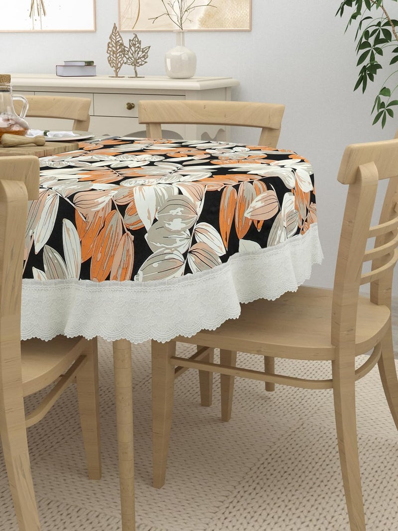 Clasiko 6 Seater Oval Dining Table Cover; 60x90 Inches or 152x228 Cms; Material - PVC; Anti Slip; Black & Orange 69059 - Image 2