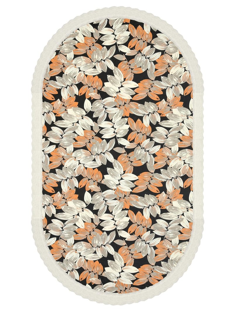 Clasiko 6 Seater Oval Dining Table Cover; 60x90 Inches or 152x228 Cms; Material - PVC; Anti Slip; Black & Orange 69059 - Image 4