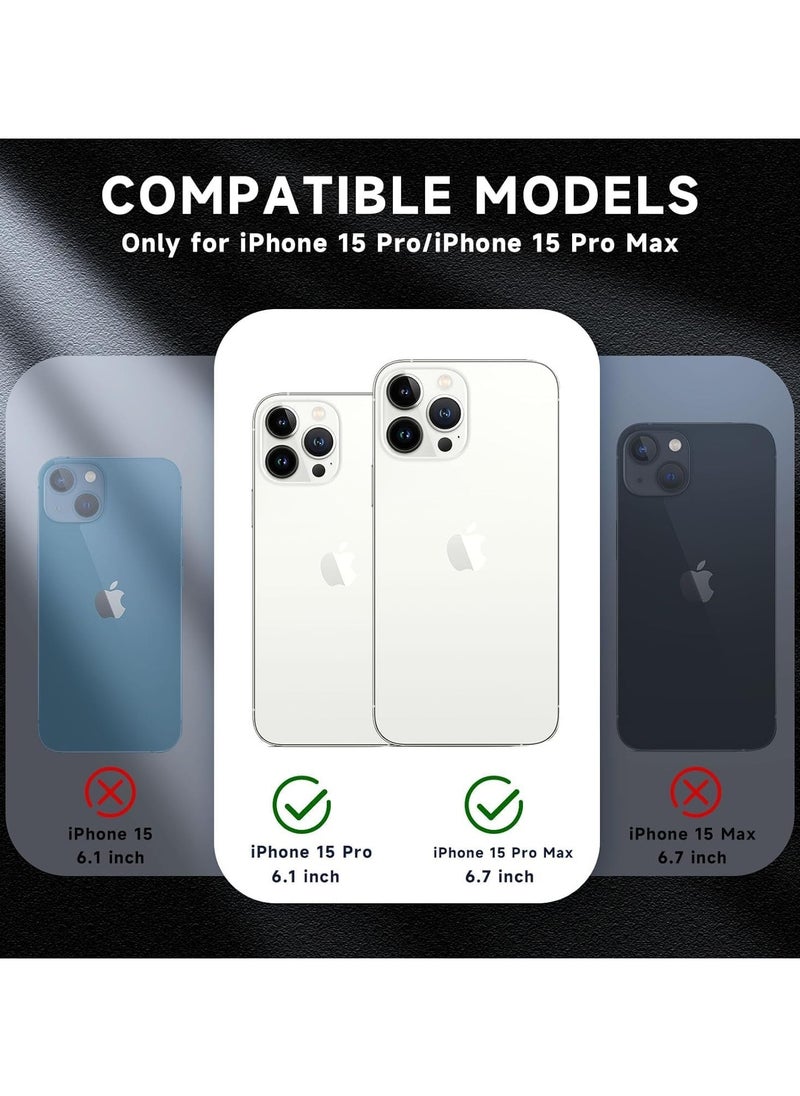 FARROBIZZ iPhone 15 Pro/Pro Max Camera Lens Protector - 9H Tempered Glass, Ultra HD, Metal Individual Ring Camera Screen Protector Cover for iPhone 15 Pro/Pro Max (Blue Glitter)  - Image 2