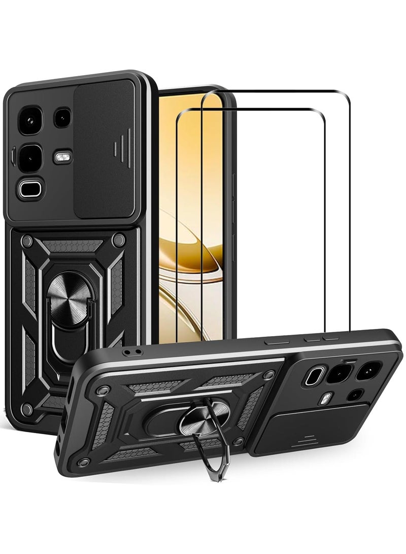 Fankalo [1+2 Sets] For Infinix Note 50s Case & Screen Protector Slide Camera Cover with Magnetic Car Mount 2 Pieces Tempered Glass Screen Protector - Image 1