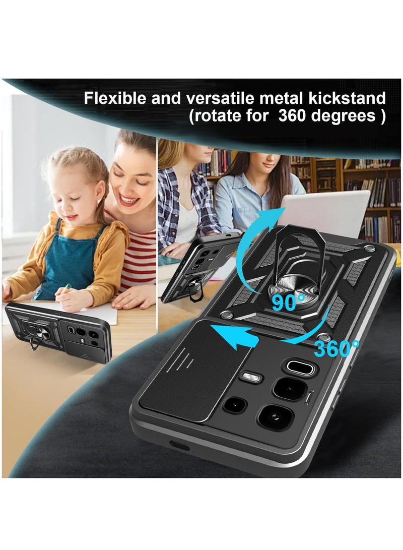 Fankalo [1+2 Sets] For Infinix Note 50s Case & Screen Protector Slide Camera Cover with Magnetic Car Mount 2 Pieces Tempered Glass Screen Protector - Image 3