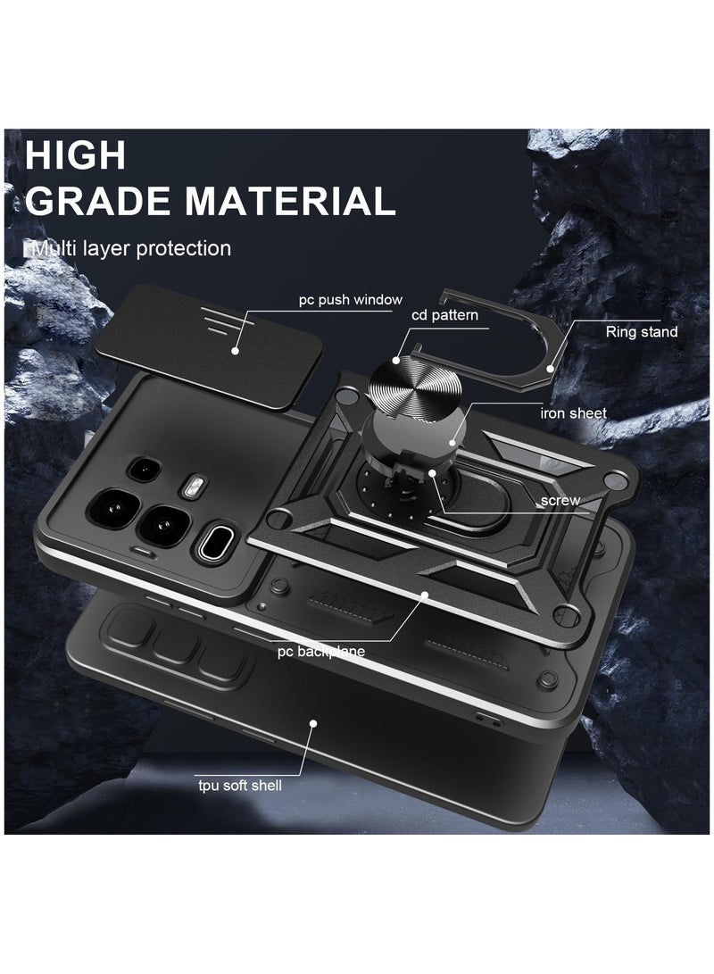 Fankalo [1+2 Sets] For Infinix Note 50s Case & Screen Protector Slide Camera Cover with Magnetic Car Mount 2 Pieces Tempered Glass Screen Protector - Image 5