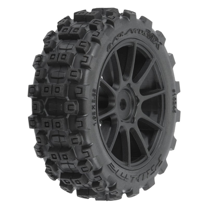 ProLine Racing Badlands MX 19 AllTerrain Buggy Tires 4 Mounted on Mach10 Black 19 12mm Hex Wheels for Typhon GROM 4x4 Front or Rear PRO1024610