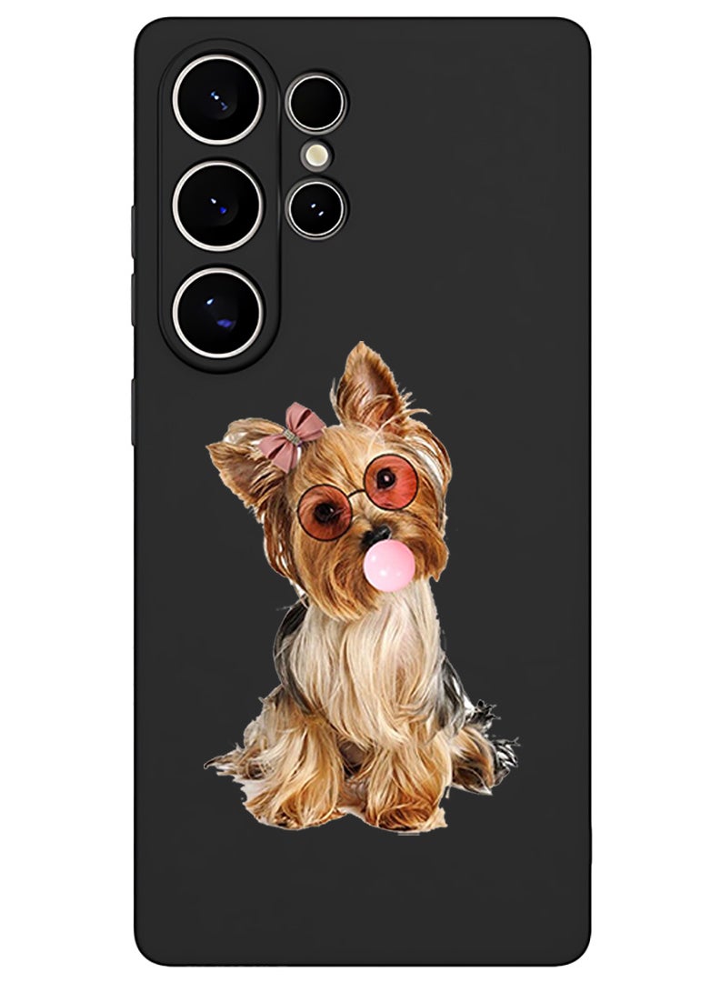 Theodor Protective Slim Fit Case Liquid Silicone Cover with Full Body Protection Anti-Scratch Shockproof Case For Samsung Galaxy S25 Ultra (Black) - Dog with bubble - Image 1