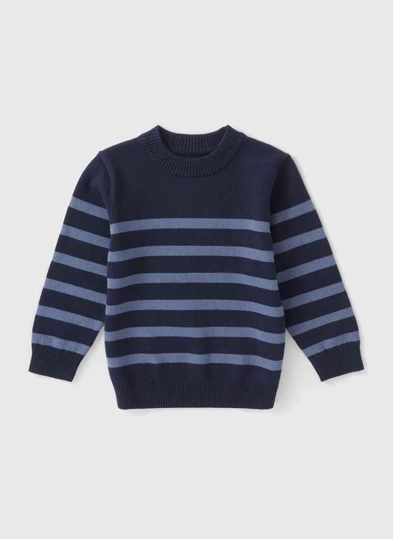 Matalan Boys Navy Stripe Fine Knit Jumper