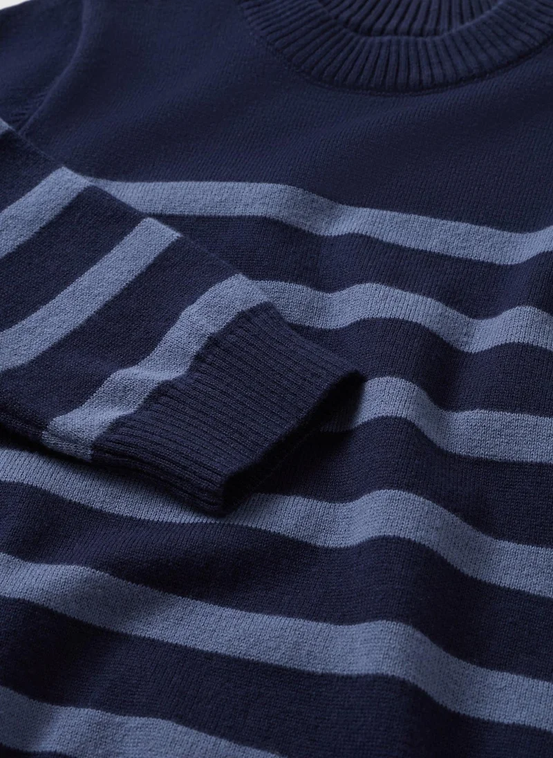 Matalan Boys Navy Stripe Fine Knit Jumper