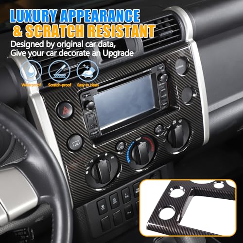 LLKUANG ABS Car Console GPS Navigation Trim Panel Cover for Toyota FJ Cruiser 2007-2021 Center Console Knob Button Control Frame Cover (ABS Carbon Fiber) - Image 3