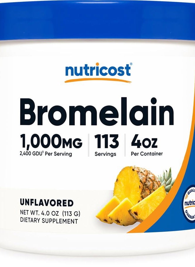 Nutricost مسحوق بروميلين 4 أونصات - غير معدّل وراثيًا، نباتي، خالي من الغلوتين - Image 1
