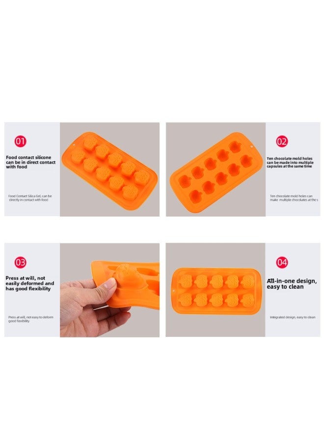 Baking Utensils Food Grade Silicone 10 Even Halloween Creative Kitchen Household Chocolate Mold Baking Tray-Color:10 Even Purple Witch Hat - Image 3