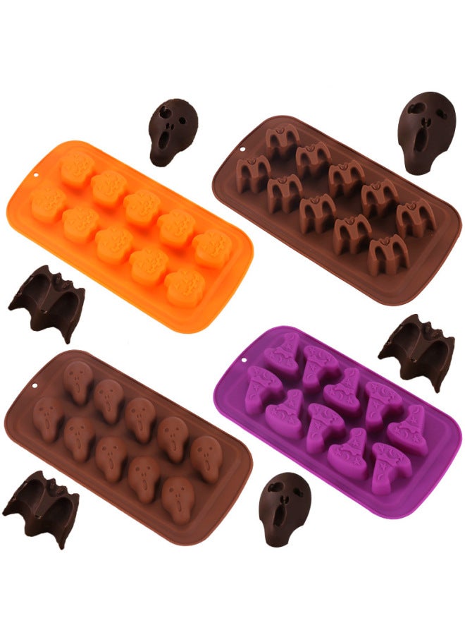 Baking Utensils Food Grade Silicone 10 Even Halloween Creative Kitchen Household Chocolate Mold Baking Tray-Color:10 Even Purple Witch Hat - Image 2