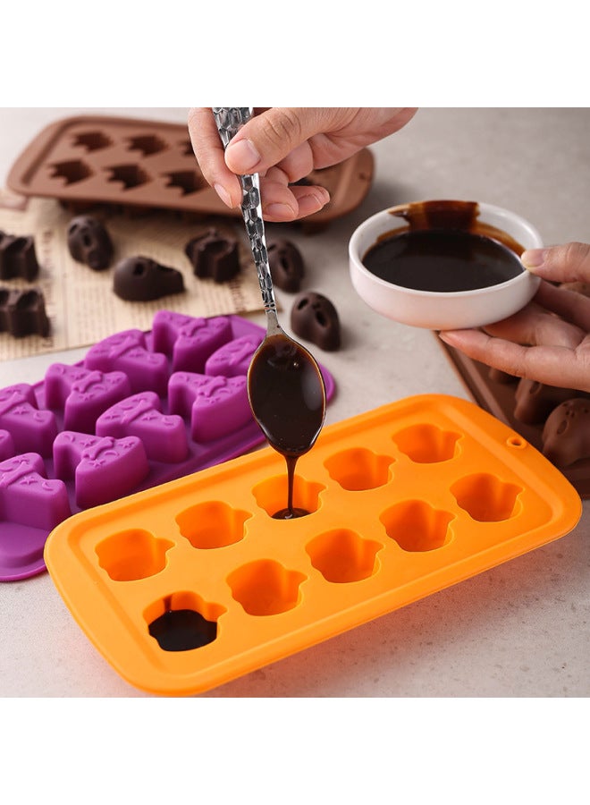 Baking Utensils Food Grade Silicone 10 Even Halloween Creative Kitchen Household Chocolate Mold Baking Tray-Color:10 Even Purple Witch Hat - Image 5