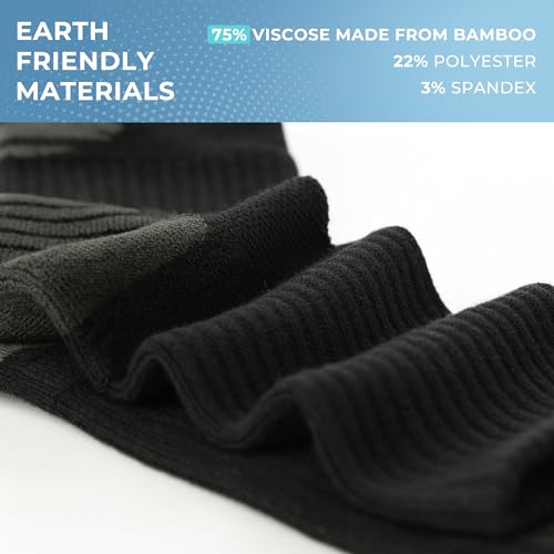 BAMBOO COOL Men's Crew Socks Athletic Running Sports Socks, Cushioned Moisture Wicking, Breathable Arch Support 6 Pack Black - Image 5