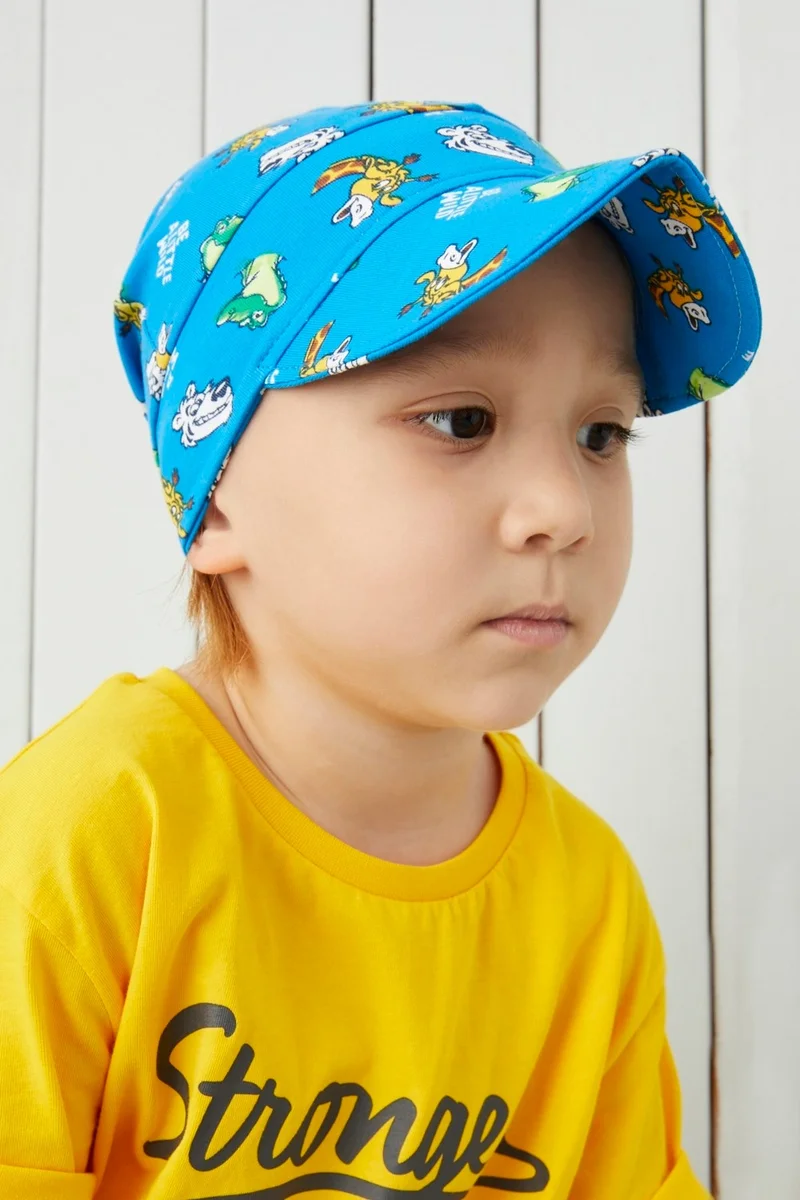 Babygiz Cotton Handmade Extra Soft Baby Boy Child Visor Blue 4 Season Hat