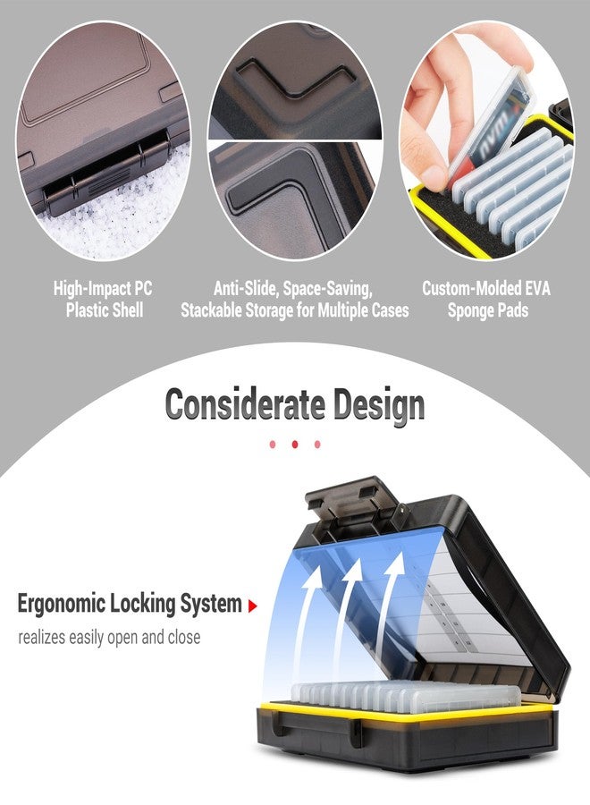 Kiorafoto Dual Protect Hard M.2 SSD Holder with 12 Individual Clear NVMe Cases for M.2 2280, 2260, 2242, 2230 SSDs - Water-Resistant & Shockproof with Label & Notepaper - Image 3