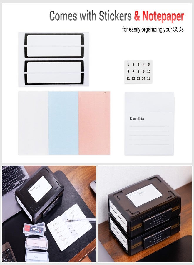 Kiorafoto Dual Protect Hard M.2 SSD Holder with 12 Individual Clear NVMe Cases for M.2 2280, 2260, 2242, 2230 SSDs - Water-Resistant & Shockproof with Label & Notepaper - Image 5