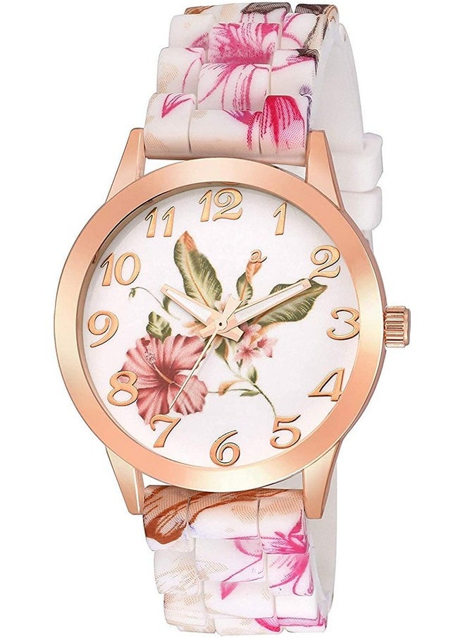 شوكنشوب - ساعة Shocknshop بحزام سيليكون مطبوع عليه زهور متعددة الألوان للنساء والفتيات - W52 - Image 1