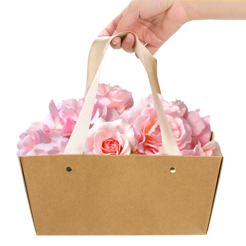 Cedilis 50 Pack Kraft Gift Basket with Handles, 9.8'' x 6.5'' x 4.3'' Empty Paper Basket for Party Gifts, Anniversary, Wedding, Easter, Crafts, Brown - Image 3