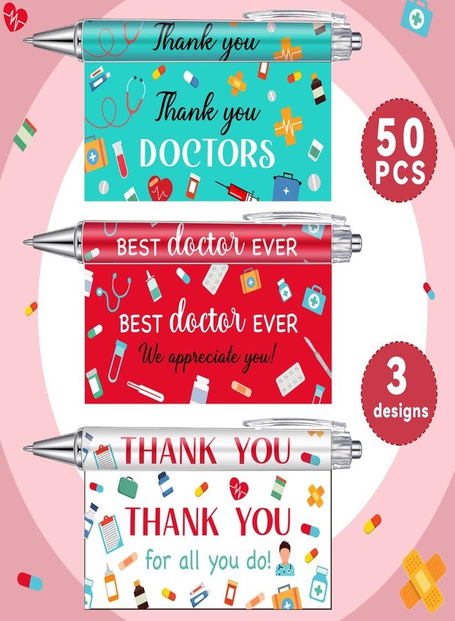 Engrowtic 50 Pcs Doctor Day Gifts Ballpoint Pen Thank You Appreciation Pens Gifts Bulk with Retractable Black Gel Ink Ballpoint for Doctor Day Medical Staff Women Coworkers Pharmacy Gift - Image 3