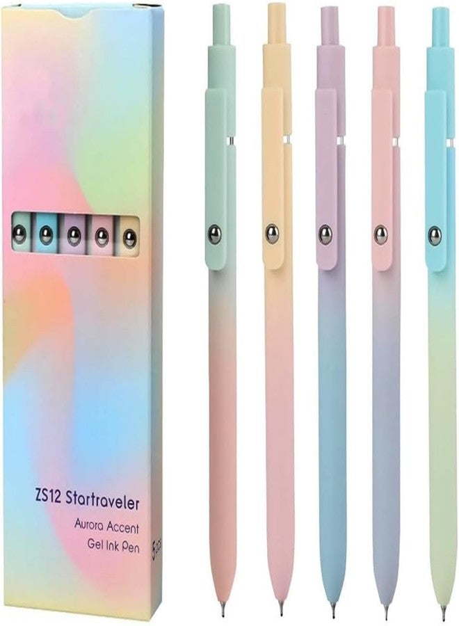 sencoo 5 pack Blue Gel Pens and Refills 0.5mm Fine Point Quick Drying Ink Smooth Writing Retractable Pens Student Pens (style3) - Image 1