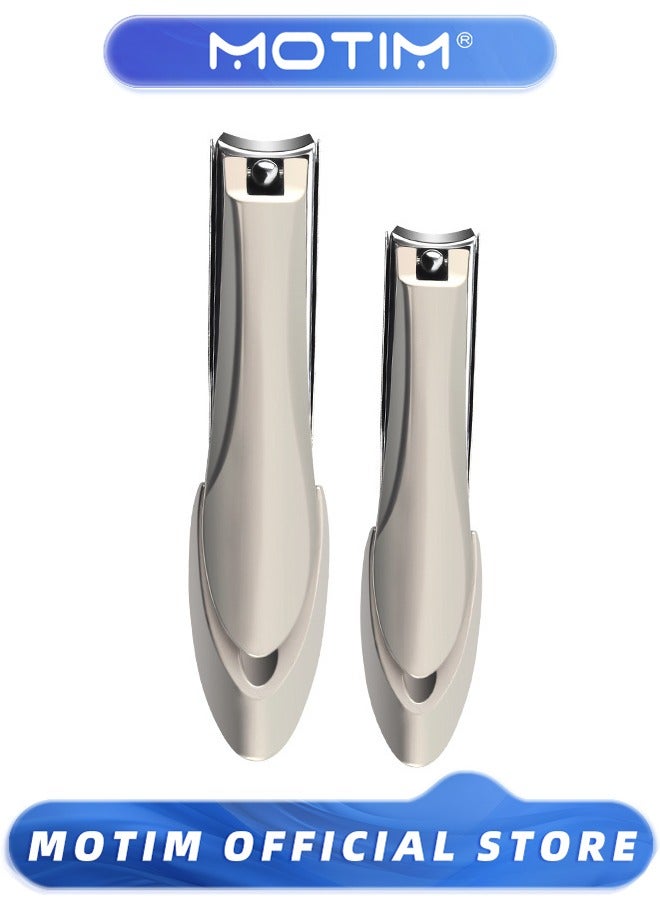 Motim Nail Clippers,Stainless Steel Splash Nail Clipper Nail Clipper Set (2PCS Large+Medium)  - Image 1