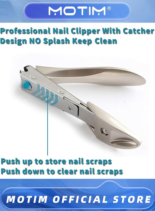 Motim Nail Clippers,Stainless Steel Splash Nail Clipper Nail Clipper Set (2PCS Large+Medium)  - Image 4