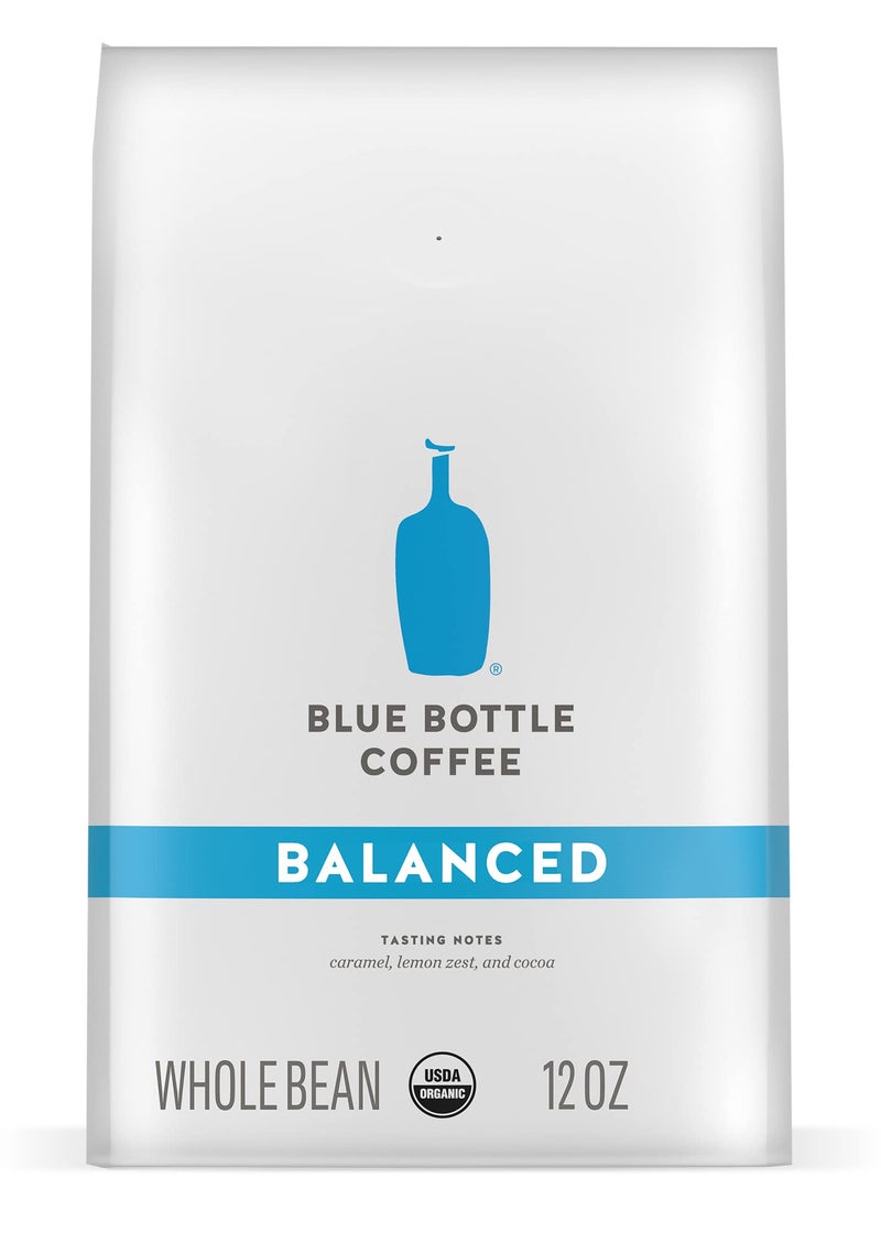 blue bottle coffee قهوة عضوية حبوب كاملة زرقاء، متوازنة، تحميص متوسط، 12 أونصة (عبوة من 1)  - Image 1