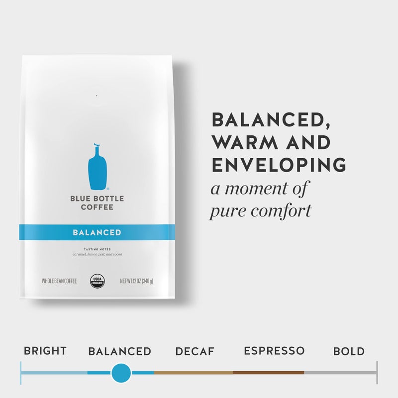 blue bottle coffee قهوة عضوية حبوب كاملة زرقاء، متوازنة، تحميص متوسط، 12 أونصة (عبوة من 1)  - Image 3