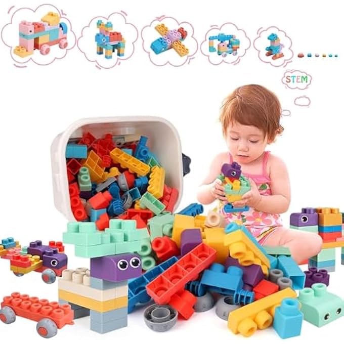 SOFT BUILDING BLOCKS, 50 PCS BPA FREE SOFT BUILDING BLOCK SETS WITH STORAGE BOX, MONTESSORI PRESCHOOL LEARNING STACKING BLOCK EDUCATIONAL SAFE SOFT BLOCKS FOR KIDS - Image 1