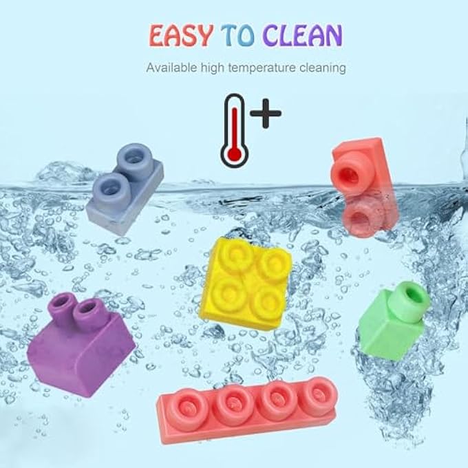 SOFT BUILDING BLOCKS, 50 PCS BPA FREE SOFT BUILDING BLOCK SETS WITH STORAGE BOX, MONTESSORI PRESCHOOL LEARNING STACKING BLOCK EDUCATIONAL SAFE SOFT BLOCKS FOR KIDS - Image 3