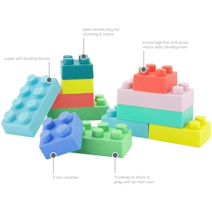 SOFT BUILDING BLOCKS, 50 PCS BPA FREE SOFT BUILDING BLOCK SETS WITH STORAGE BOX, MONTESSORI PRESCHOOL LEARNING STACKING BLOCK EDUCATIONAL SAFE SOFT BLOCKS FOR KIDS - Image 5