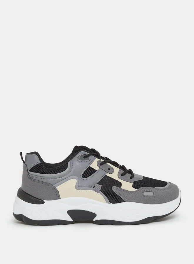 ستايلي Low Top Color Block Lace Up Sneakers