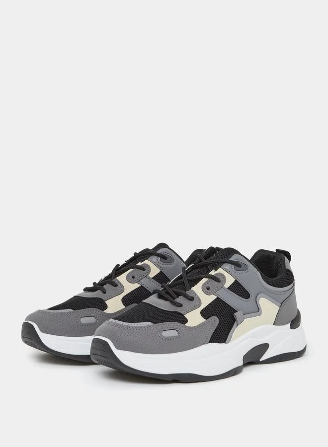 ستايلي Low Top Color Block Lace Up Sneakers