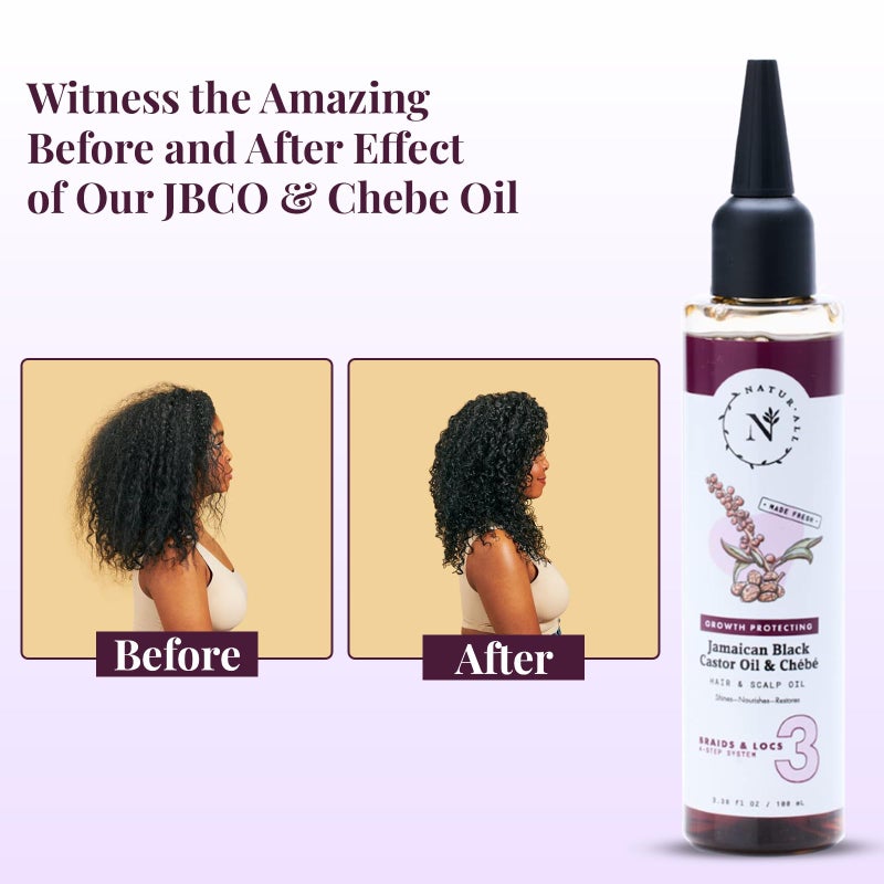 NaturAll 100% Natural Chebe & Jamaican Black Castor Oil for Hair Growth - Authentic Oil (from Chad) with Nozzle for Easy Application, 3.38 Oz - Image 3