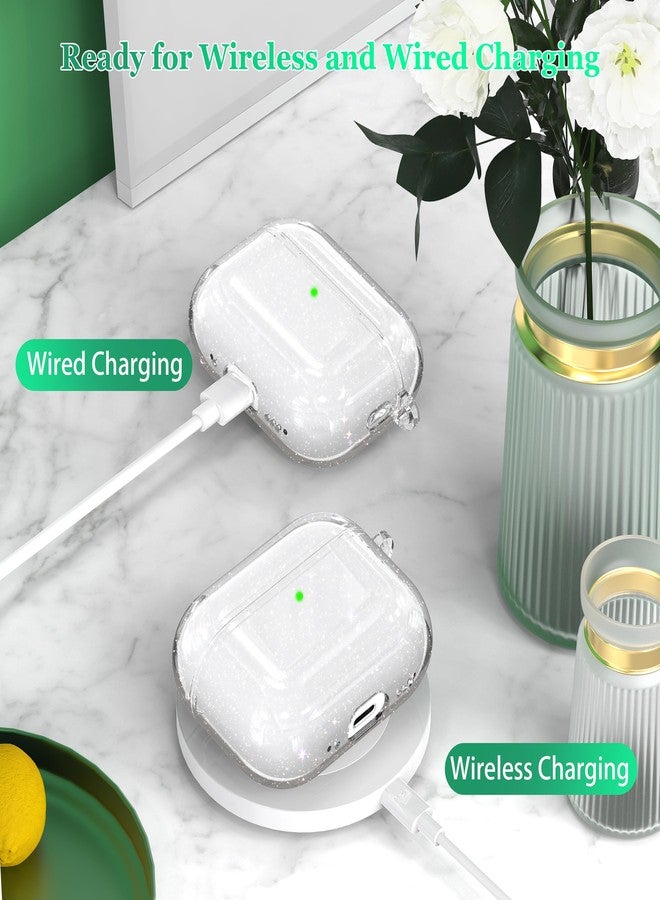MHYALUDO غطاء حماية متوافق مع سماعات AirPods Pro من الجيل الثالث من MHYALUDO، غطاء حماية متوافق مع سماعات AirPods Pro 3 مع سلسلة مفاتيح، غطاء شفاف ناعم مقاوم للصدمات بمعايير عسكرية، شبكة - Image 5