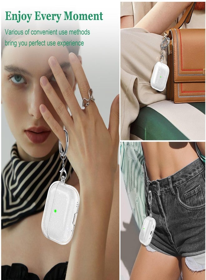 MHYALUDO غطاء حماية متوافق مع سماعات AirPods Pro من الجيل الثالث من MHYALUDO، غطاء حماية متوافق مع سماعات AirPods Pro 3 مع سلسلة مفاتيح، غطاء شفاف ناعم مقاوم للصدمات بمعايير عسكرية، شبكة - Image 2