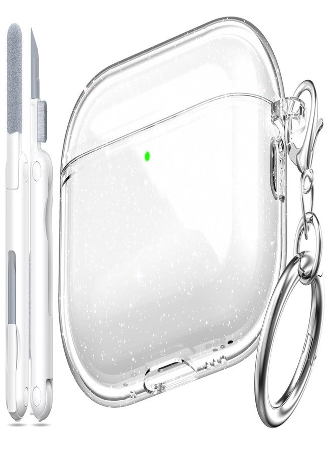 MHYALUDO غطاء حماية متوافق مع سماعات AirPods Pro من الجيل الثالث من MHYALUDO، غطاء حماية متوافق مع سماعات AirPods Pro 3 مع سلسلة مفاتيح، غطاء شفاف ناعم مقاوم للصدمات بمعايير عسكرية، شبكة - Image 1