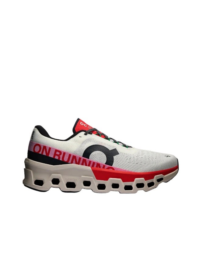 On Cloudmonster 2 Comfort Mesh Cushioning Anti-Slip Low-Top Running Shoes (White/Red) - Image 2