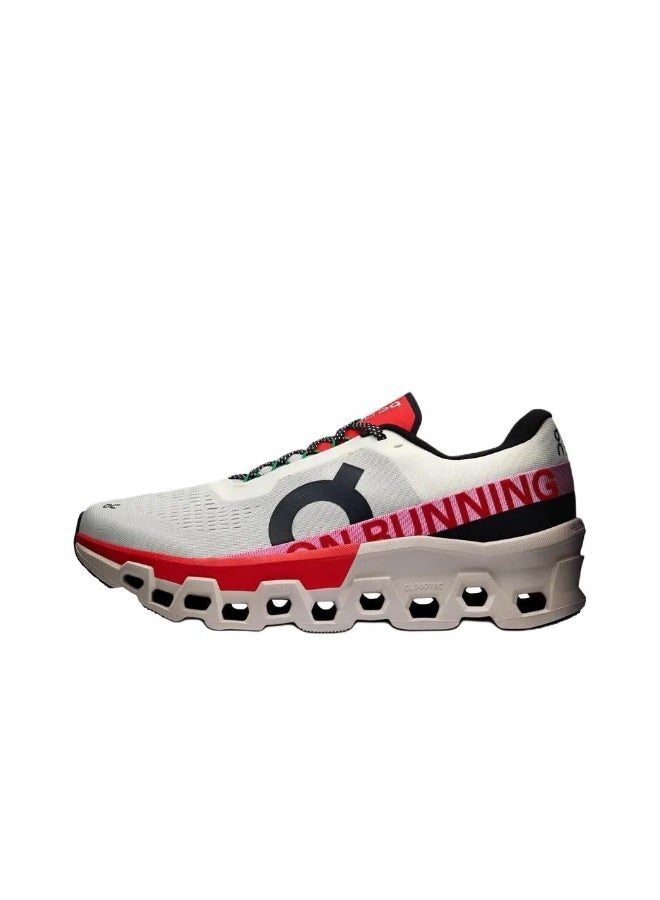 On Cloudmonster 2 Comfort Mesh Cushioning Anti-Slip Low-Top Running Shoes (White/Red) - Image 1