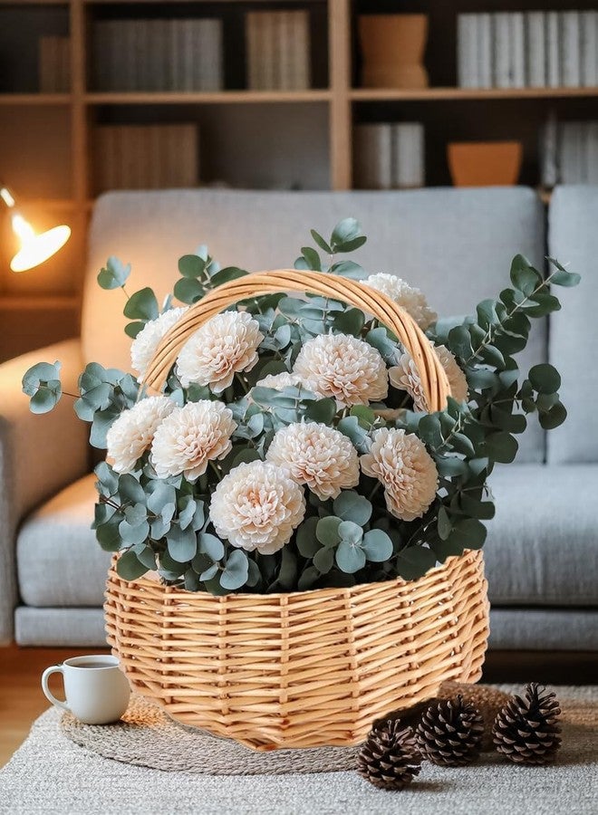 CARMELIT سلة نزهة صغيرة من الخوص بمقبض، 7.1 × 8.3 بوصة، سلال عيد الفصح لطيفة، سلال زهور من الخيزران، سلة تخزين من الخوص، سلة مزخرفة لحفلات الزفاف والحدائق والديكور المنزلي - Image 3