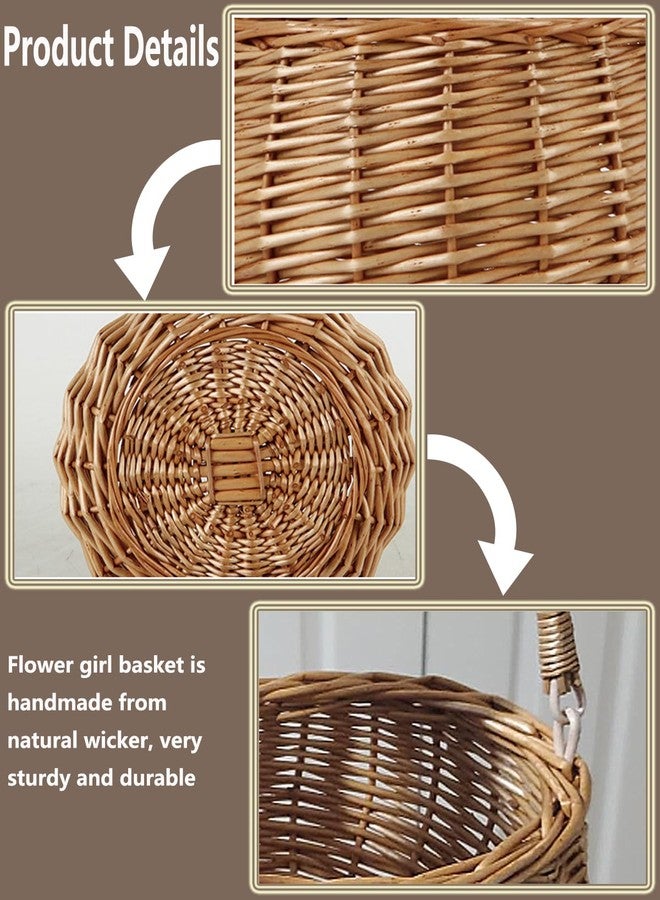 CARMELIT سلة نزهة صغيرة من الخوص بمقبض، 7.1 × 8.3 بوصة، سلال عيد الفصح لطيفة، سلال زهور من الخيزران، سلة تخزين من الخوص، سلة مزخرفة لحفلات الزفاف والحدائق والديكور المنزلي - Image 5