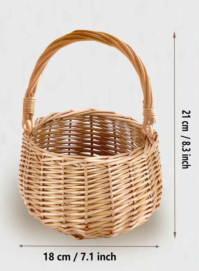 CARMELIT سلة نزهة صغيرة من الخوص بمقبض، 7.1 × 8.3 بوصة، سلال عيد الفصح لطيفة، سلال زهور من الخيزران، سلة تخزين من الخوص، سلة مزخرفة لحفلات الزفاف والحدائق والديكور المنزلي - Image 4