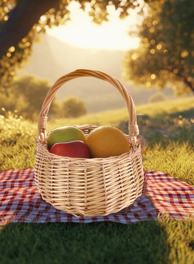 CARMELIT سلة نزهة صغيرة من الخوص بمقبض، 7.1 × 8.3 بوصة، سلال عيد الفصح لطيفة، سلال زهور من الخيزران، سلة تخزين من الخوص، سلة مزخرفة لحفلات الزفاف والحدائق والديكور المنزلي - Image 2