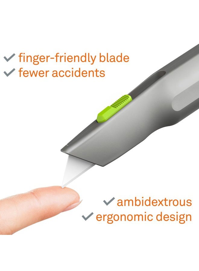 Slice 10491 Utility Knife, Finger Friendly Ceramic, Auto Retracts for Safety, Heavy Metal Handle, Comfortable Grip, Stores Extra, Ambidextrous, Easy Change, Non-Locking Blade - Image 2